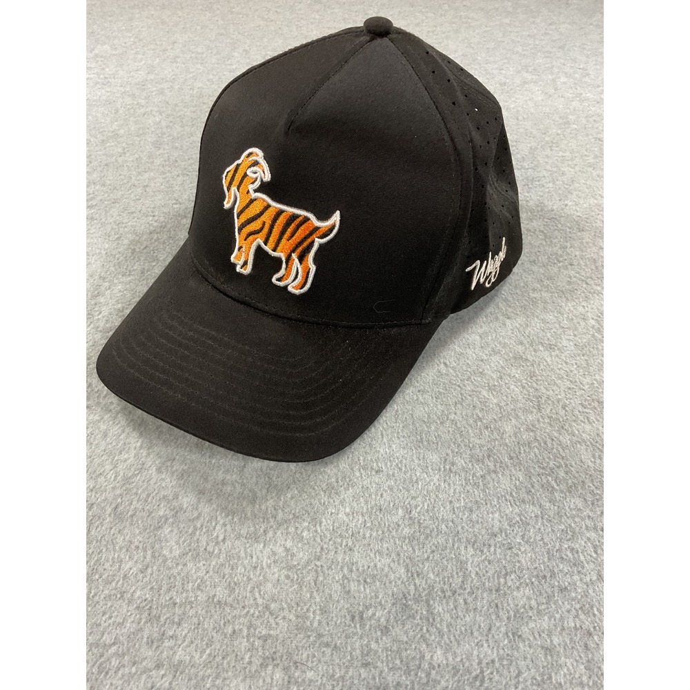 Waggle Golf Tiger Goat Snapback Hat Black Perforated Performance Cap Mens OSFM